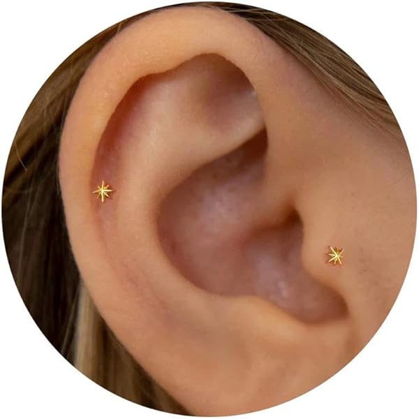 Amazon.com: Tiny CZ Stud Earrings, Gold 16G Flat Back Earrings